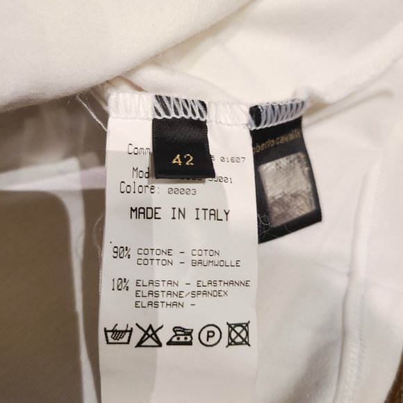 ROBERTO CAVALLI LOGO STUDDED LONG SLEEVE COTTON SHIRT / TOP - Size: 42 - Picture 8 of 9